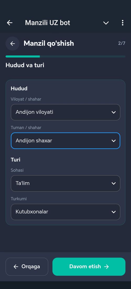 2/7 — Hudud va turi