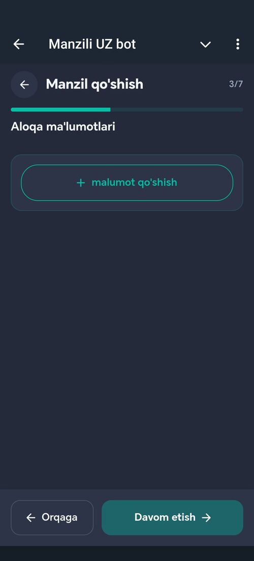 3/7 — Aloqa ma'lumotlari