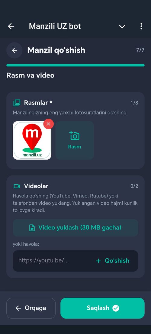 Rasm qo'shildi, saqlash