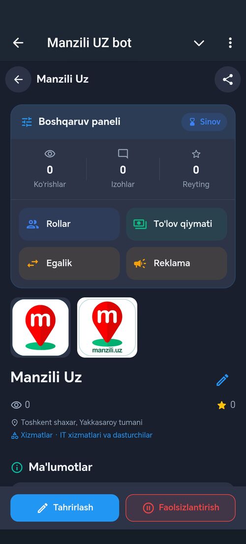 Tayyor manzil sahifasi