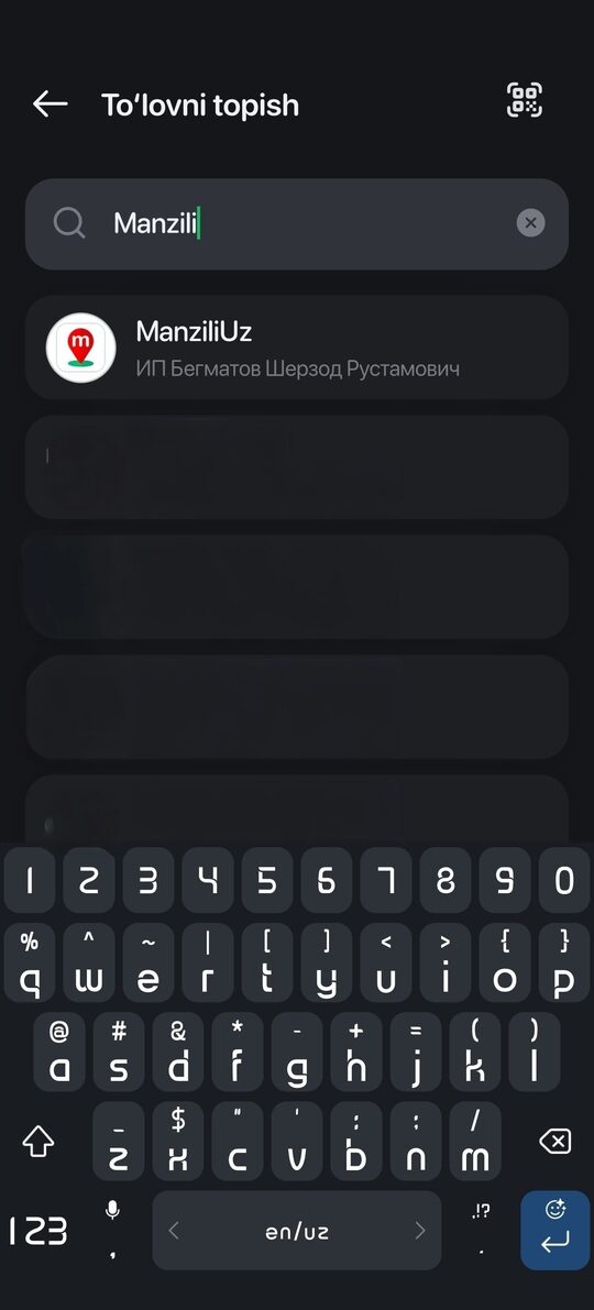 Paynet: ManziliUz xizmatini qidirish