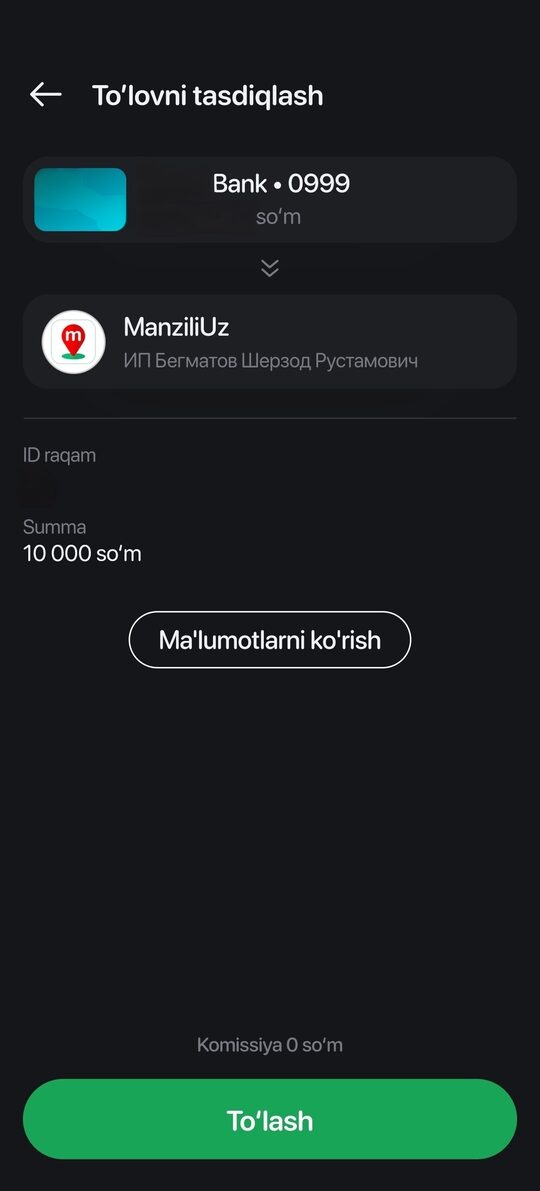 Paynet: to'lovni tasdiqlash