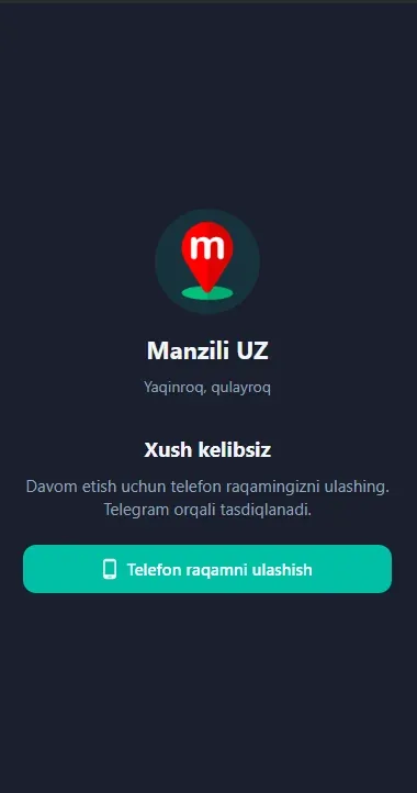 Kirish — telefon raqamni ulashish